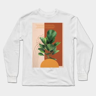 Mid Century Modern, Abstract Palm  Illustration Long Sleeve T-Shirt